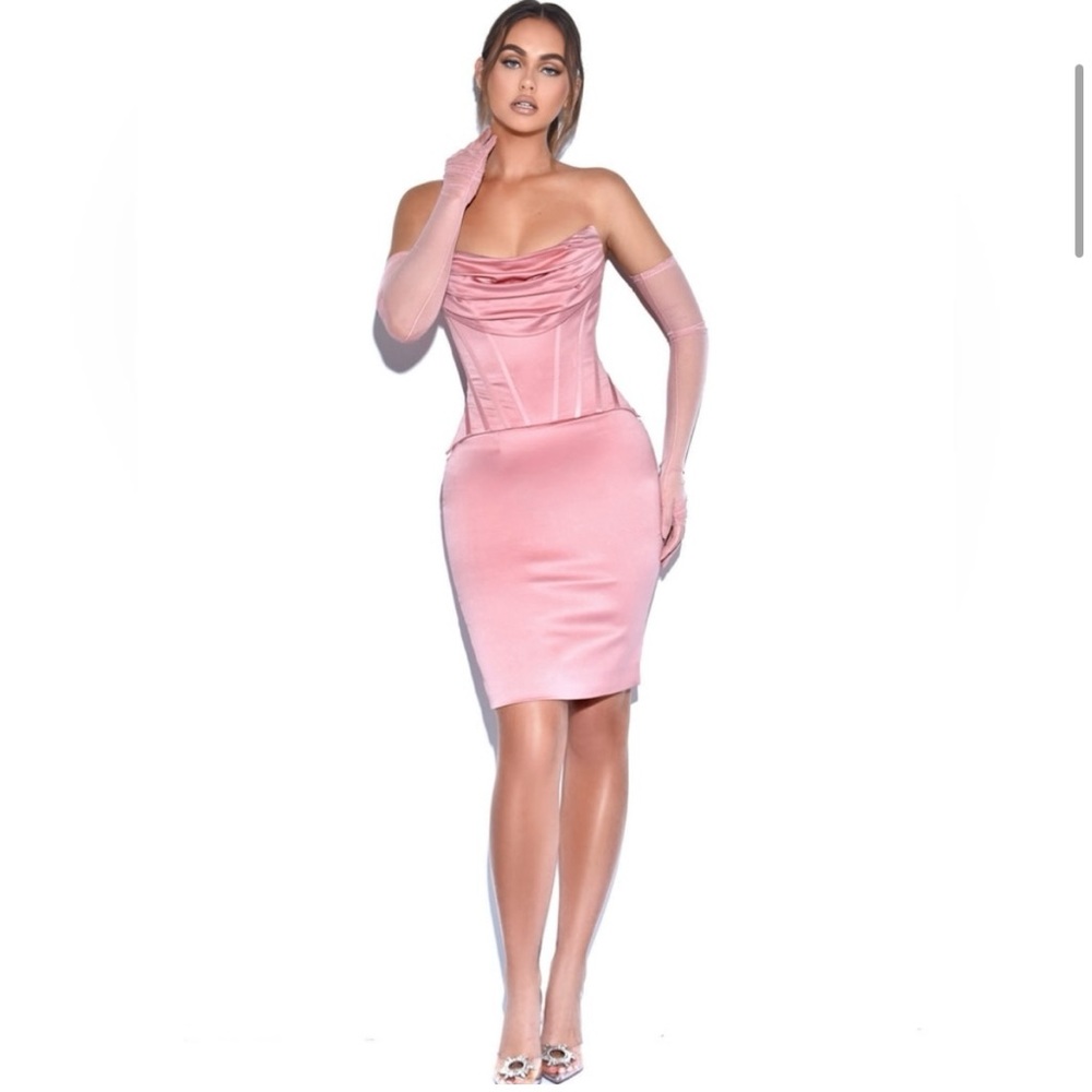 Stunning Miss Circle Gianna Ruched Pink Corset Dress Size Small 4-6